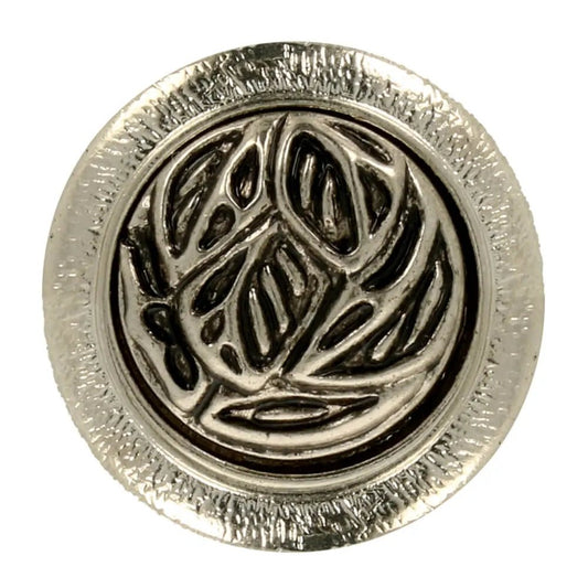 Image of a decorative button with a heart detail - black and silver - available online at Charlotte's Fabrics