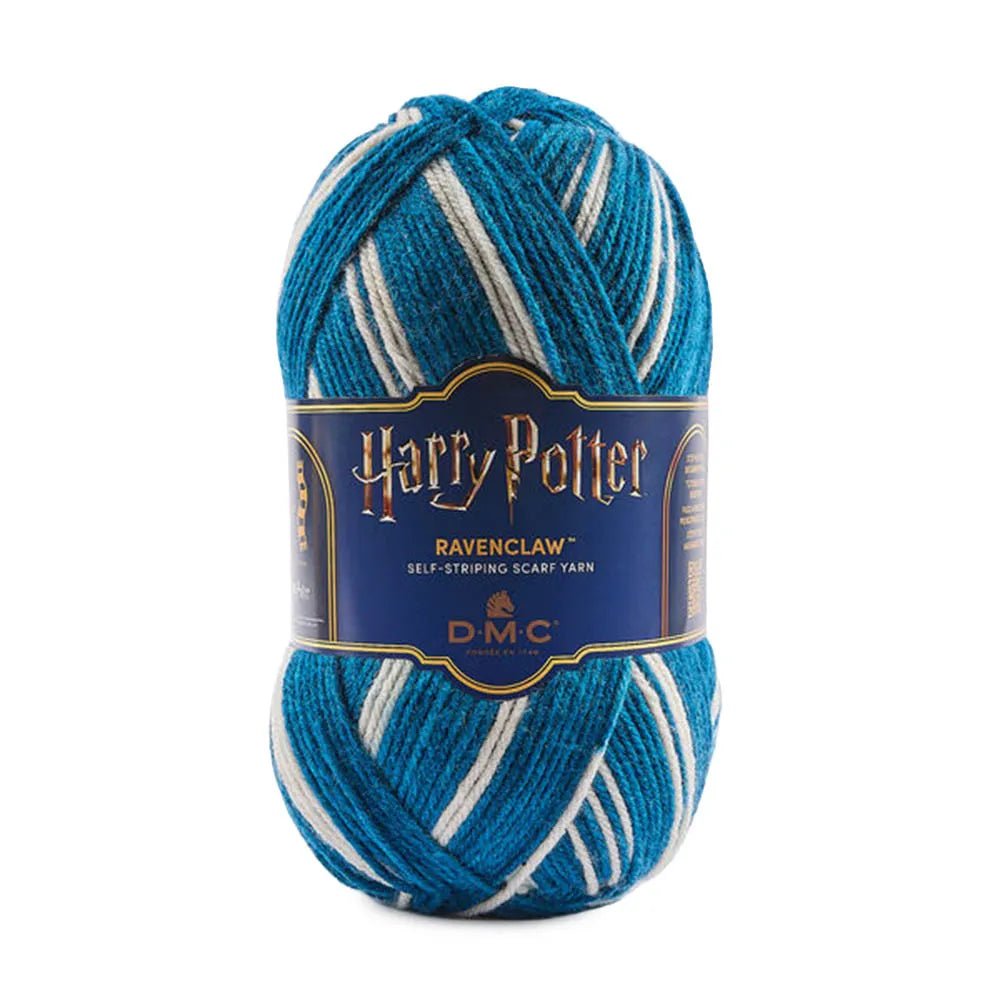 Kuva: DMC Harry Potter Magic -lanka 300 g / 410 m – itsestään raidoittuva lanka Tylypahkan tupien väreissä – saatavilla verkossa Charlotten kankaista