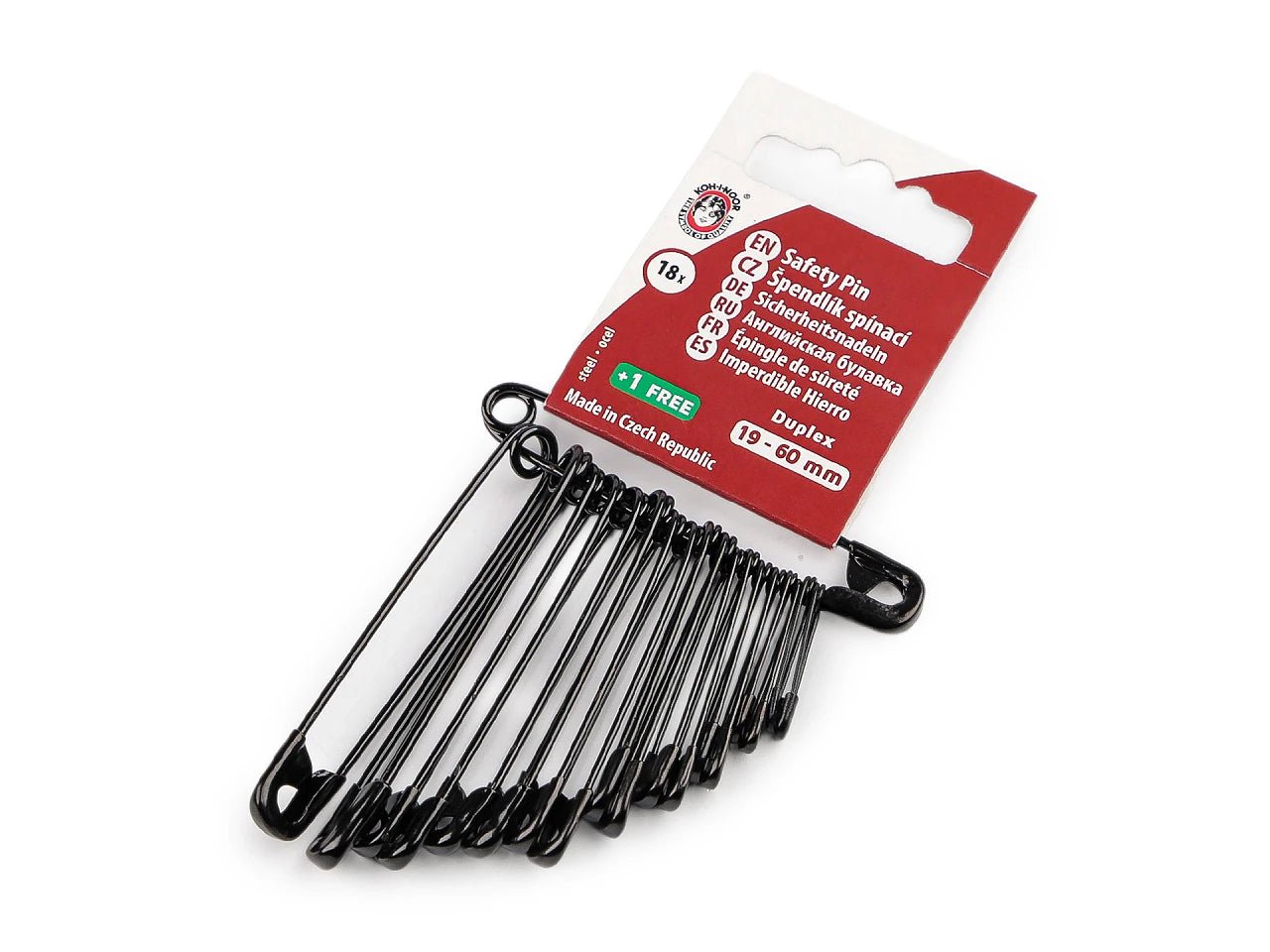 Image du kit d’épingles de sûreté, tailles variées – disponible chez Šarlotes audumi