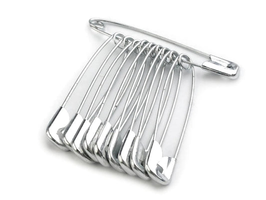 Image d'épingles de sûreté, trombones 45 mm - argent (lot de 10) – disponible chez Šarlotes audumi