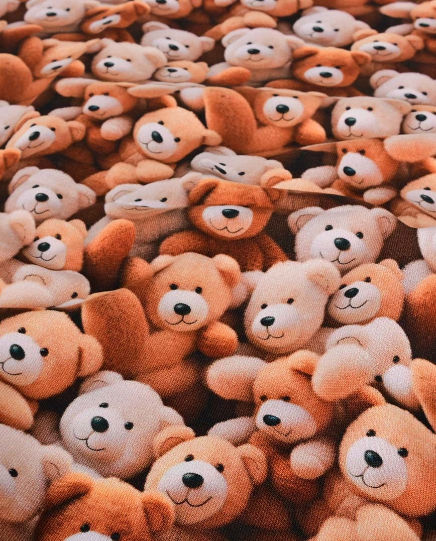 Warm knit fabric, Alpenfleece fabric with teddy bears