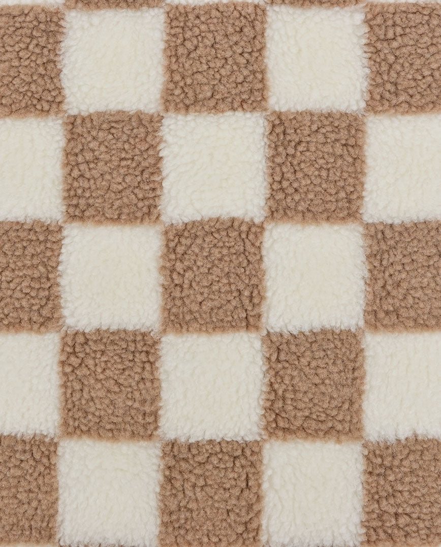 Teddy-fleece, beiget ruudut