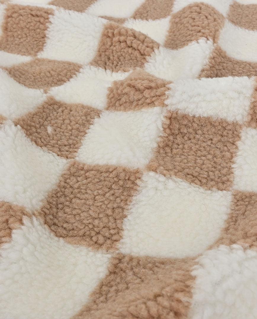 Teddy-fleece, beiget ruudut