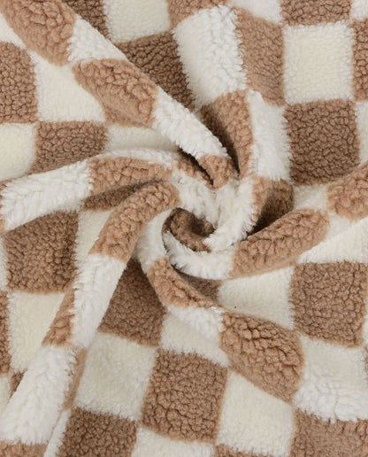 Teddy-fleece, beiget ruudut