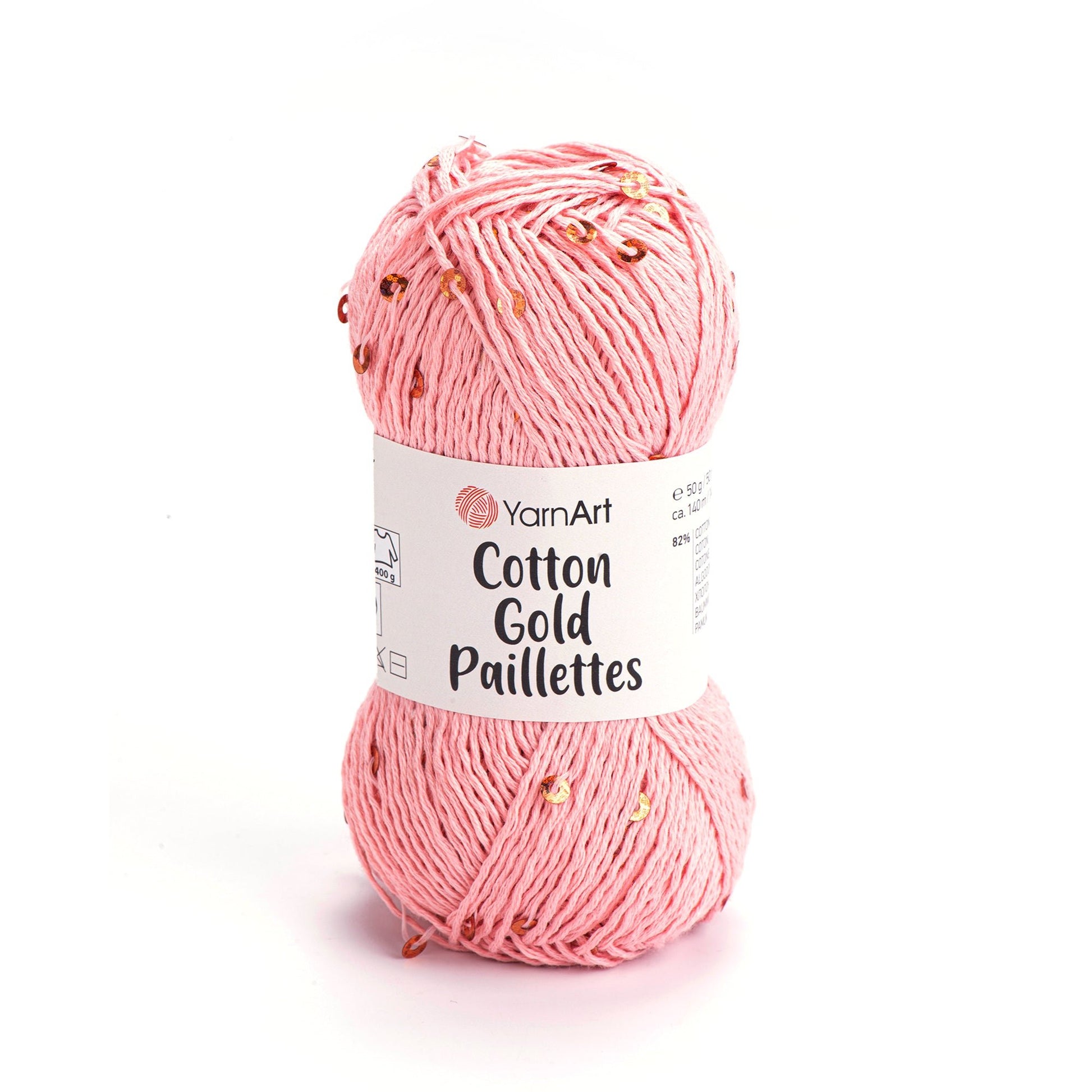 Attēls ar Dzija YarnArt Cotton Gold Paillettes ar fliteriem - 50g / 140m – pieejams Šarlotes audumi