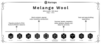 Kuva villalangasta KARTOPU MELANGE WOOL 100 g / 170 m – saatavilla verkossa Šarloten kankaat