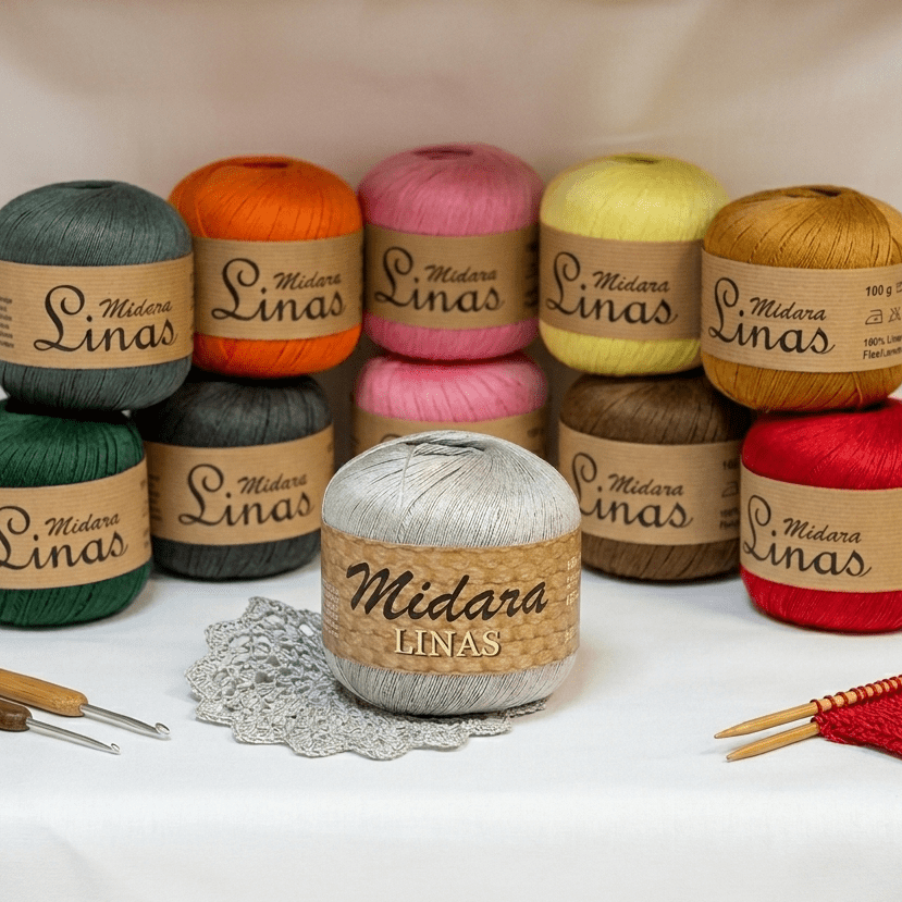 alt
Image of Midara Linas yarn, linen thread – 100 g/ 600 m – available at Šarlotes audumi