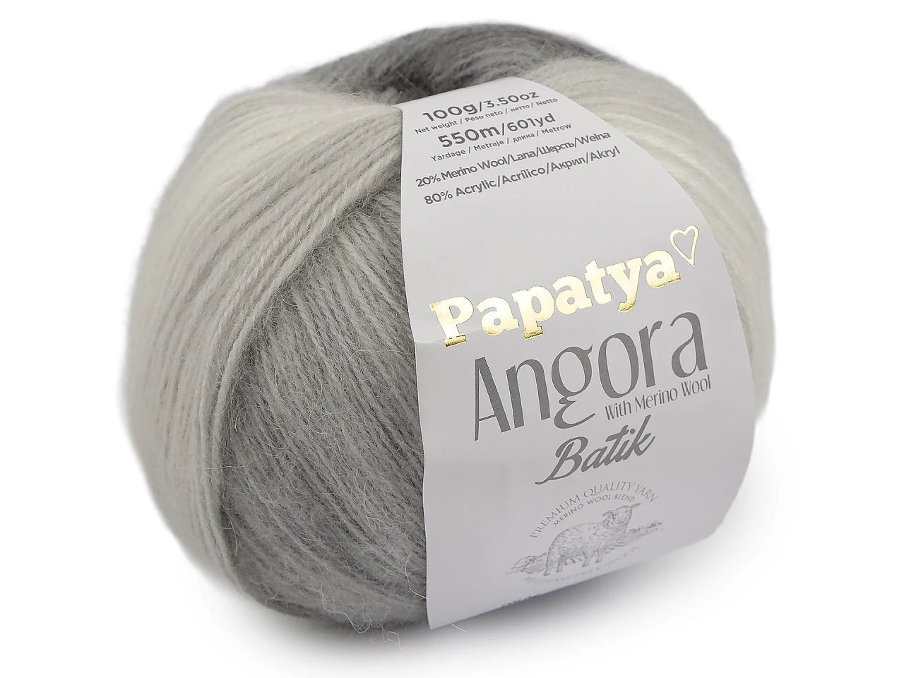 Kuva: Dzijas Papatya Angora Batik 100g / 550m – saatavilla Šarlotes audumi