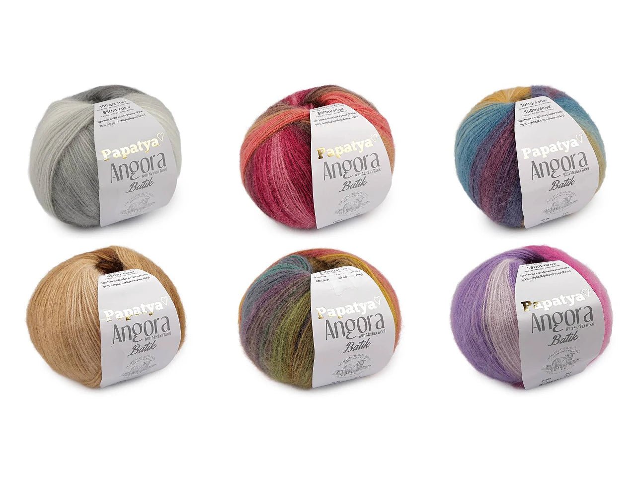 Kuva Papatya Angora Batik -langasta 100g / 550m – saatavilla Šarlotes audumi