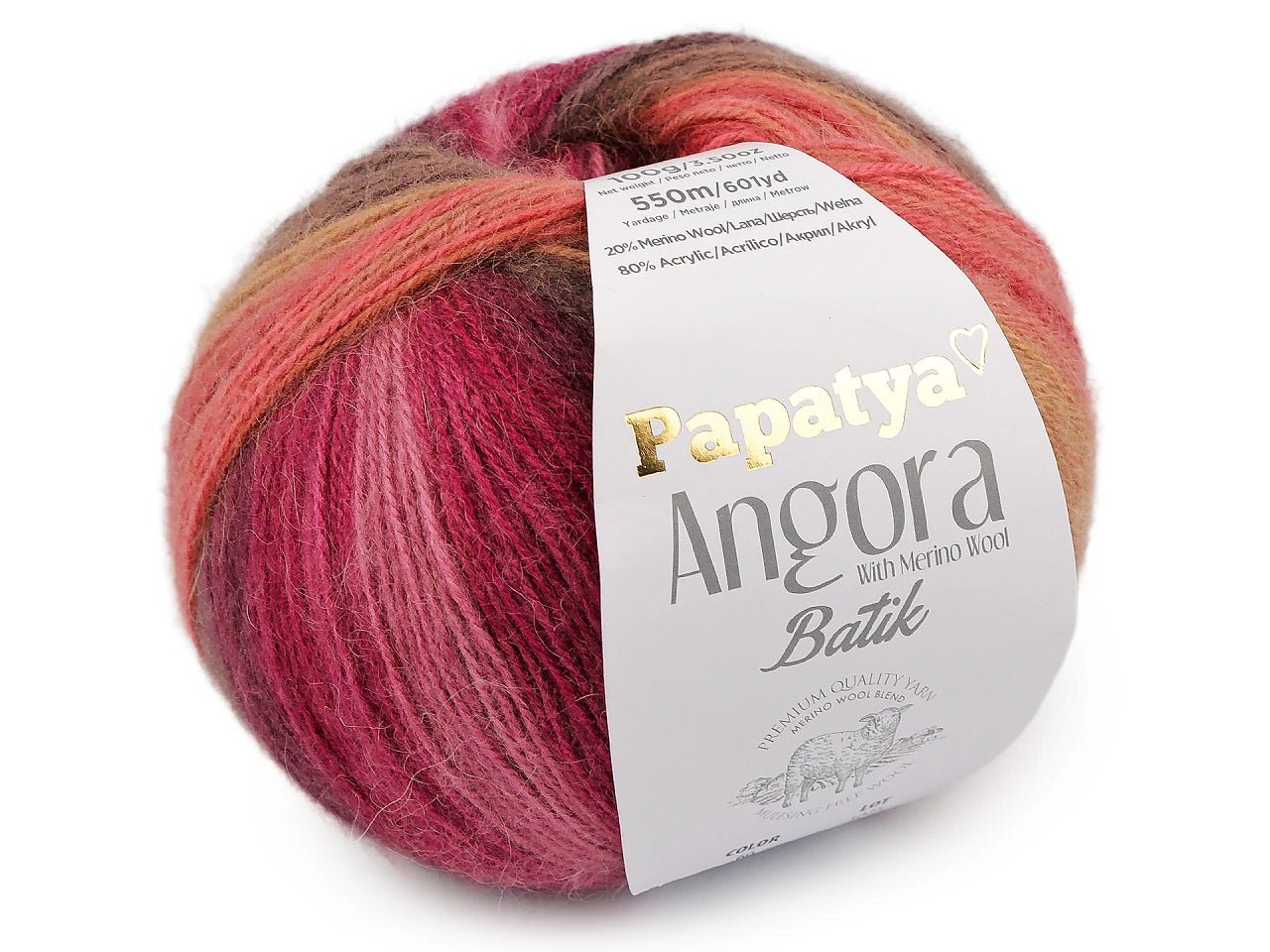 Kuva langasta Papatya Angora Batik 100g / 550m – saatavilla Šarlotes audumi
