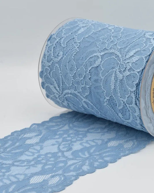 Elastic lace - 15 cm - light blue gray