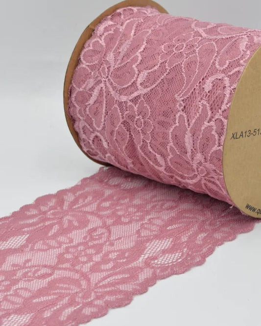 Elastic lace - 15 cm - dusty pink