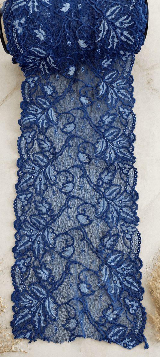 Image of elastic lace 16 cm - cobalt blue – available at Šarlotes audumi