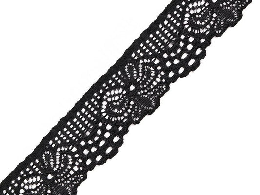 Image of elastic lace 3 cm - black – available at Šarlotes audumi