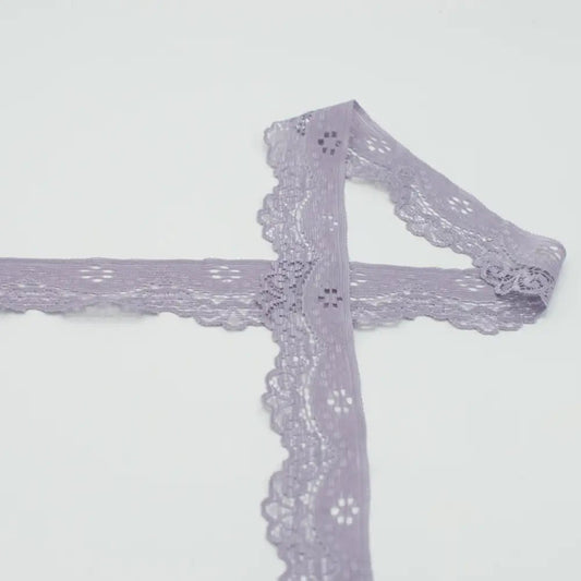 Image of Elastic lace 3.5 cm - smoky lilac – available at Charlotte's Fabrics