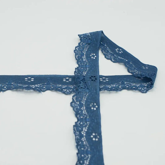 Image of Elastic lace 3.5 cm - smoky blue – available at Charlotte's Fabrics