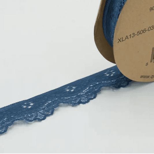 Image of elastic lace 3.5 cm - smoky blue – available at Charlotte's Fabrics
