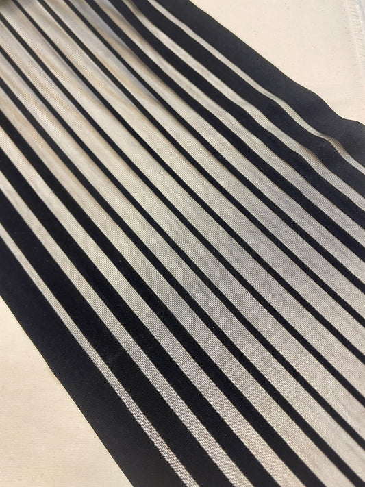 Image of elastic lace/mesh 30 cm - black striped – available at Šarlotes audumi