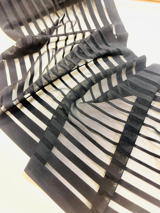 Image of elastic lace/mesh, 30 cm - black striped – available at Šarlotes audumi