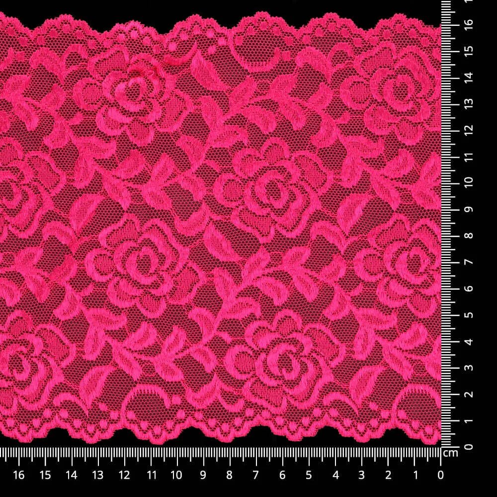Image of elastic nylon lace 16 cm - fuchsia – available at Šarlotes audumi
