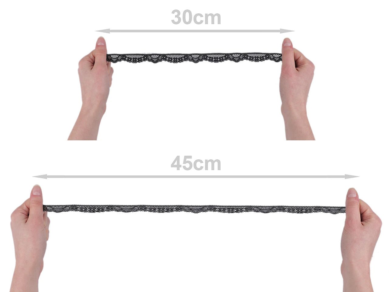 Dentelle élastique en polyamide - 1,5 cm noire
