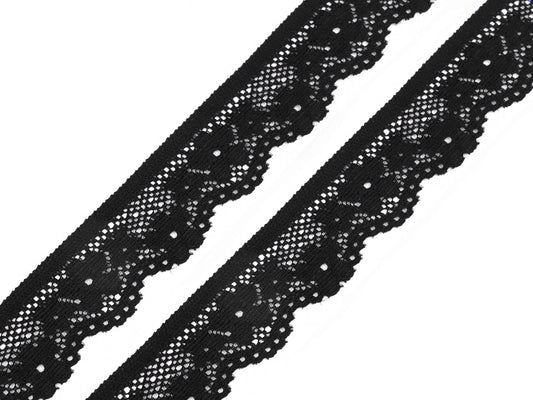 Black elastic polyamide lace-2.8 cm