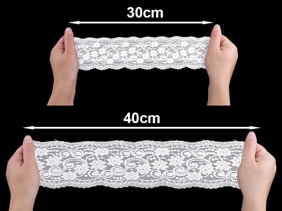 Dentelle élastique en polyester - 10 cm - blanc laiteux