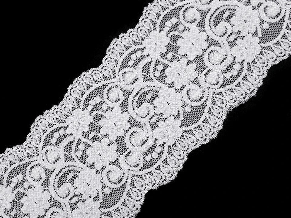 Dentelle élastique en polyester - 10 cm - blanc lait