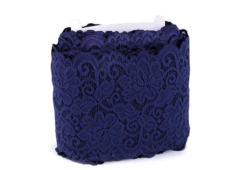 Dentelle élastique en polyester-15 cm-bleu roi