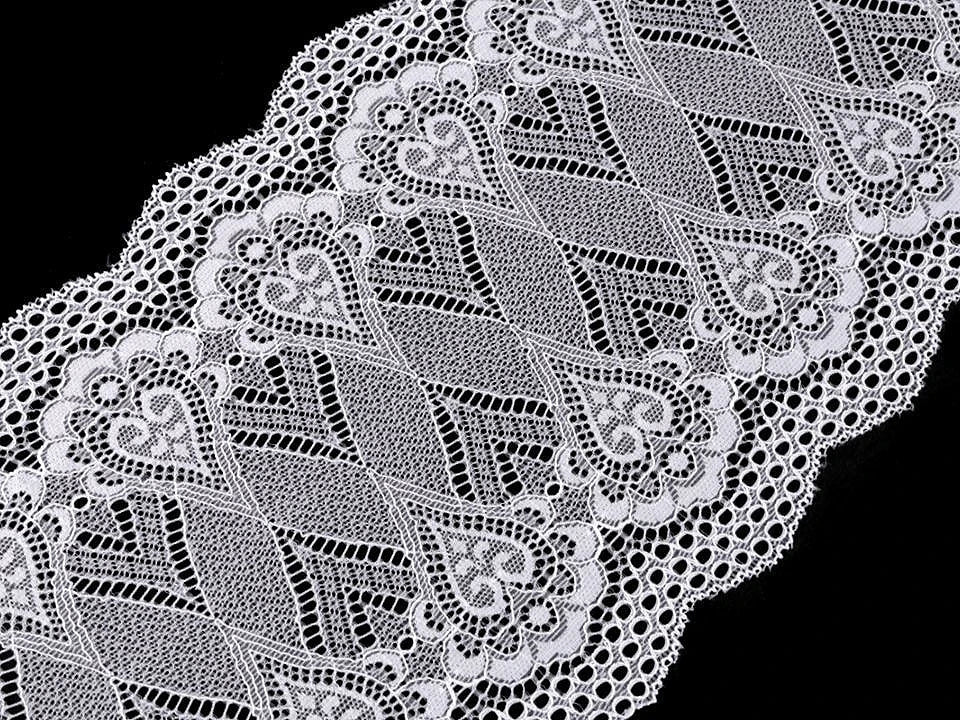 Dentelle élastique en polyester - 18 cm, blanche