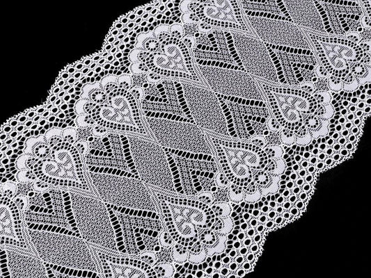 Elastic polyester lace - 18 cm white