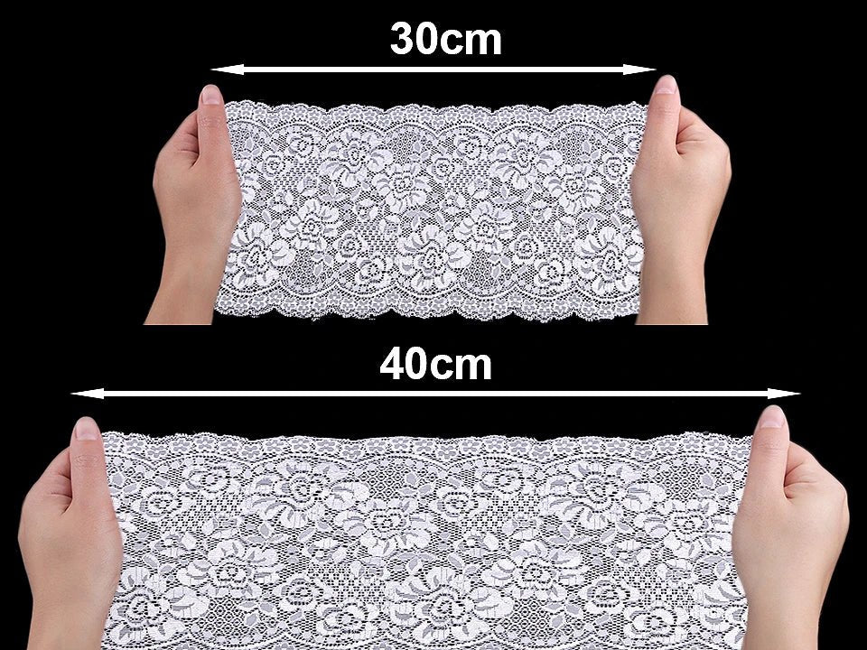 Dentelle élastique en polyester - 18 cm noire