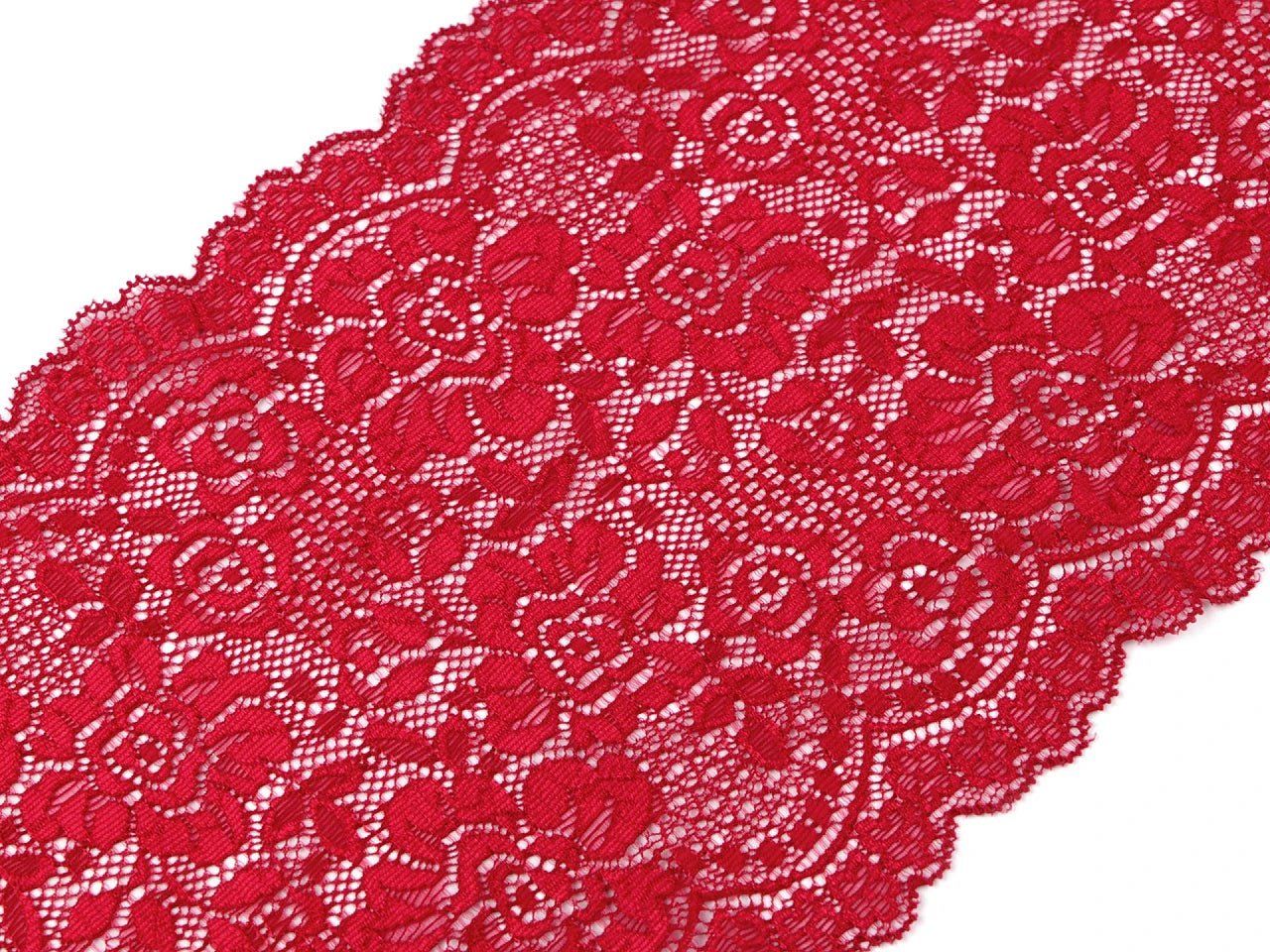 Image de dentelle élastique en polyester - 18 cm rouge foncé – disponible chez Šarlotes audumi