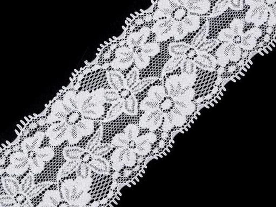 Dentelle en polyester élastique - 6 cm blanche