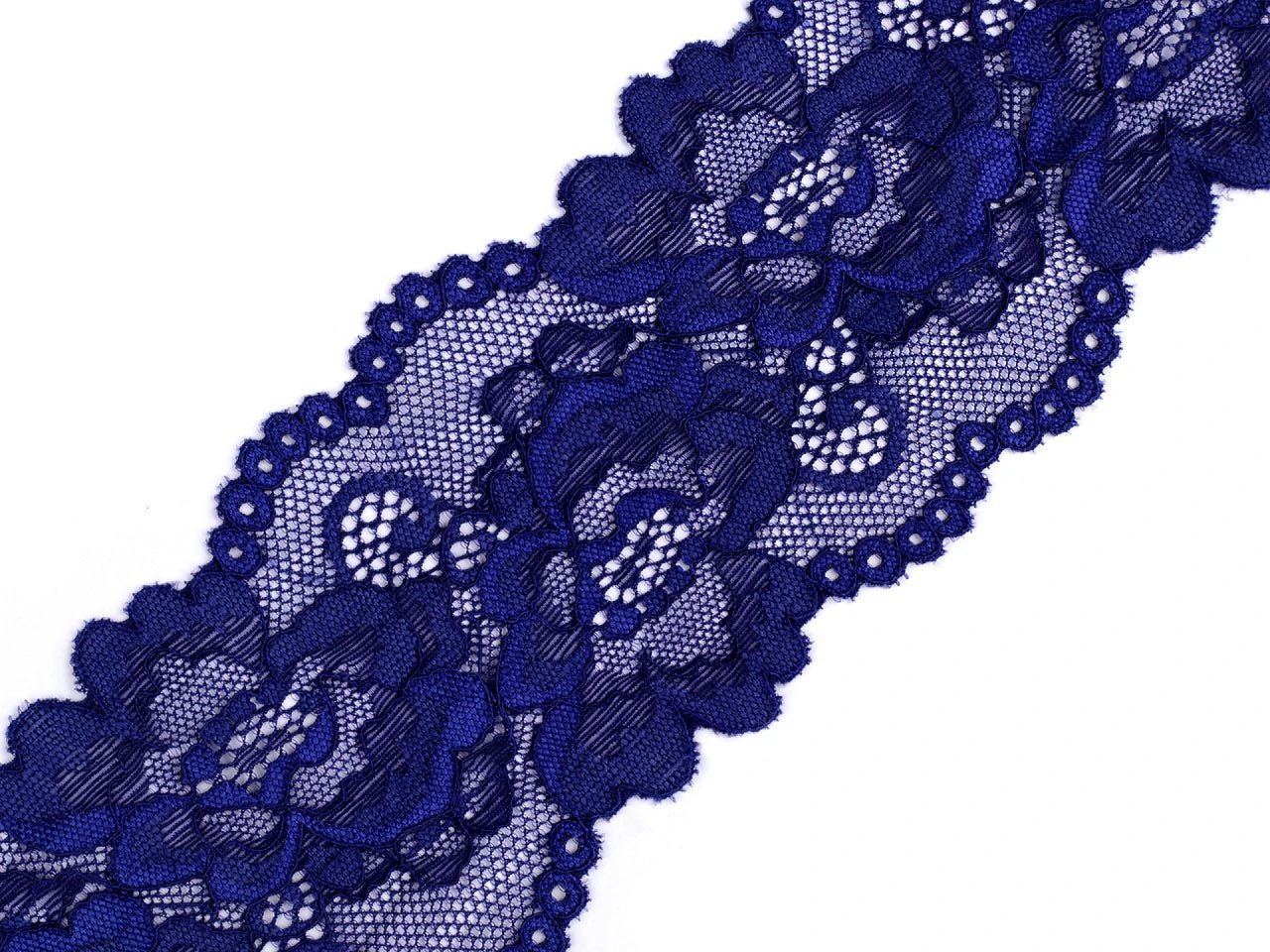 Dentelle élastique en polyester - 8 cm - bleu foncé