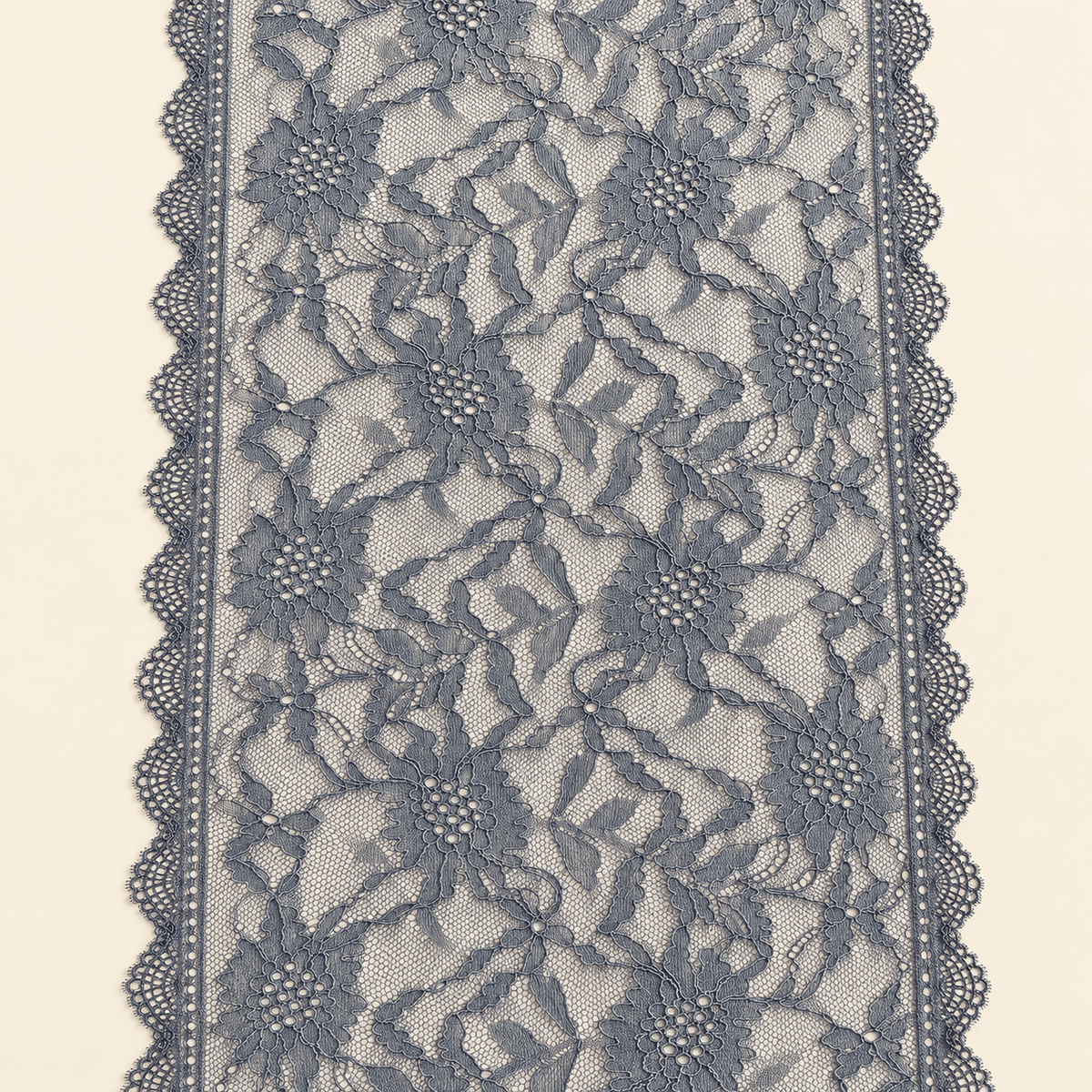 Kuva joustavasta hienosta pitsistä, 24 cm, tummanharmaa – saatavilla verkossa: Šarlotes audumi