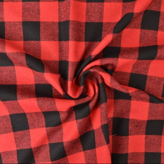 Attēls ar Flanelis - sarkans ar melnu 180 g/m² – pieejams Šarlotes audumi