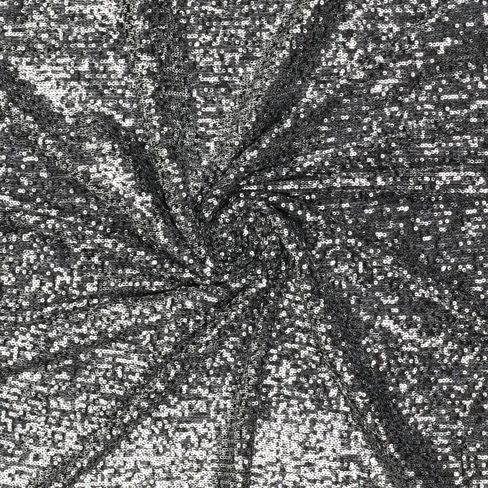 Tissu à paillettes - noir argent 285 g/m² – disponible chez Šarlotes audumi