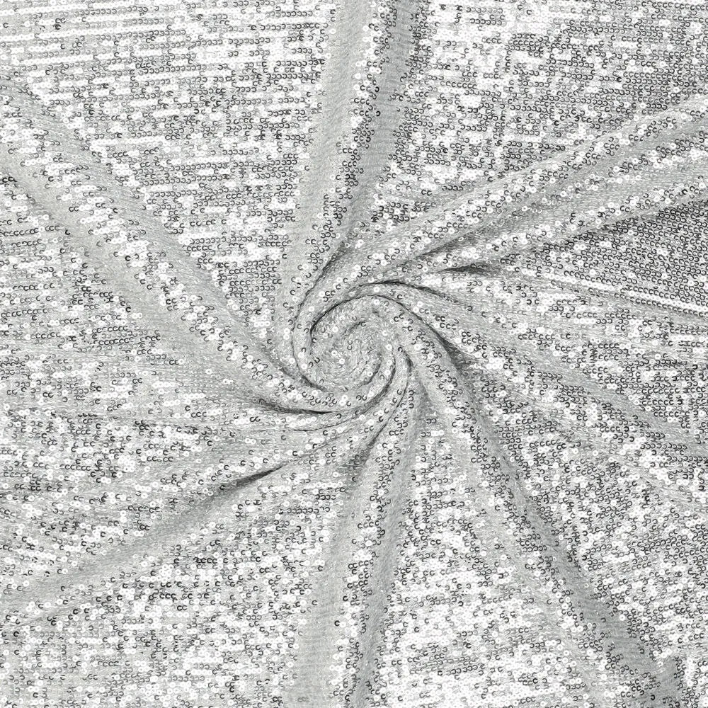 Image de tissu à paillettes argenté, 285 g/m² – disponible chez Šarlotes audumi
