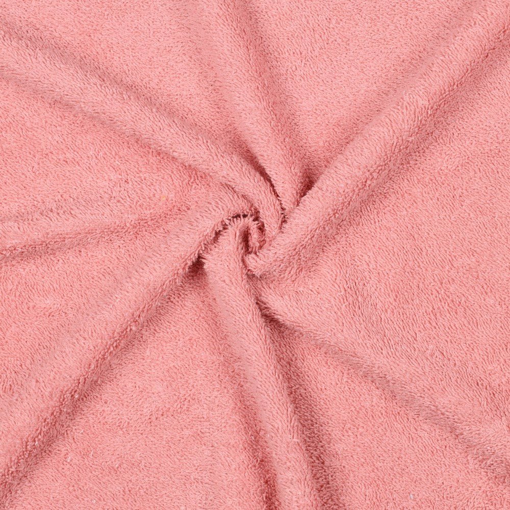Image de tissu éponge vieux rose 340 g/m² – disponible chez Šarlotes audumi