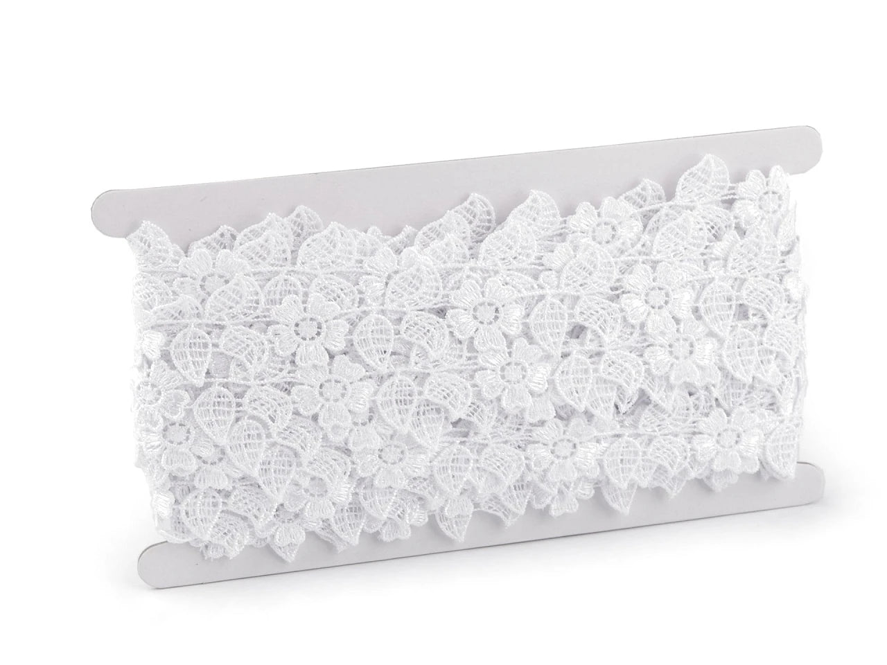 Image de dentelle guipure / insert à motif floral – 35 mm, blanche – disponible chez Šarlotes audumi