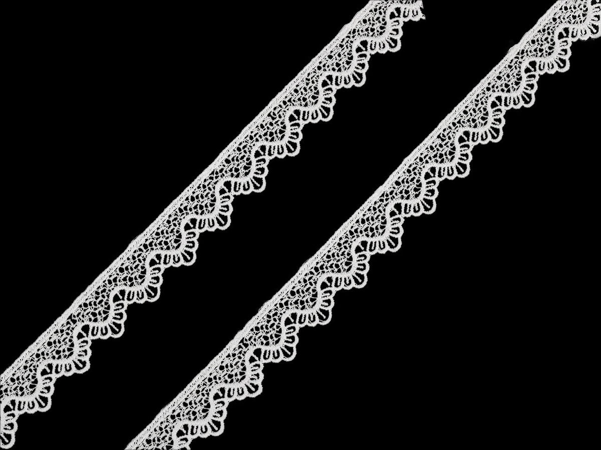 Attēls ar GipŪra mežģīņu lente, pienbalta – 11 mm / 15 mm – pieejams internetā Šarlotes audumi