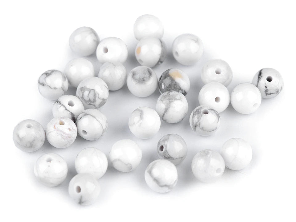 Howlite perles minérales / pierres précieuses| Ø6 mm| 10 pièces.