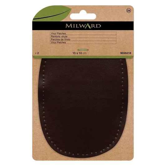 Ielāpi apģērbam mākslīgās ādas Milward 10x15cm - tumši brūni