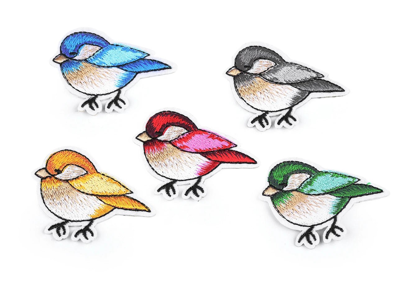 Attēls ar Ielāps uzgludināms putniņi | 4,5 x 6 cm |dažādi toņi – pieejams Šarlotes audumi