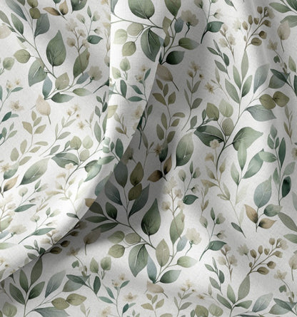Premium 100 % Baumwollstoff – grüne Blätter 115 g/m²