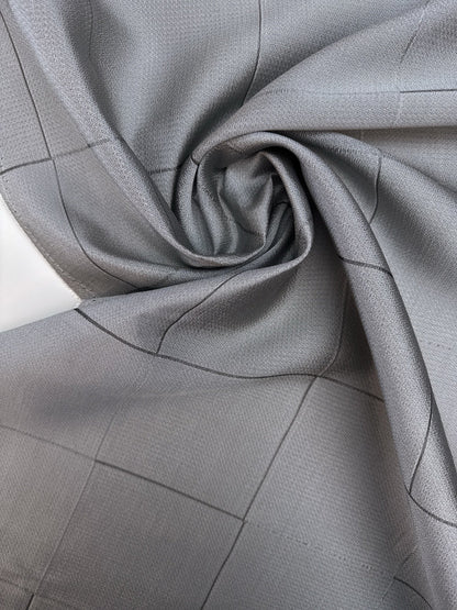 Image of Italian viscose and silk fabric in a gray plaid pattern – available online at Charlotte's Fabrics
