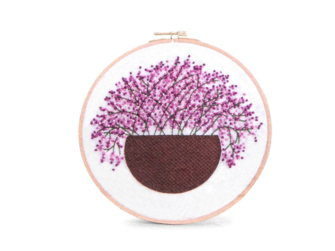 Image of embroidery gift set with printed motif – 15×20 cm - lilac – available at Šarlotes audumi
