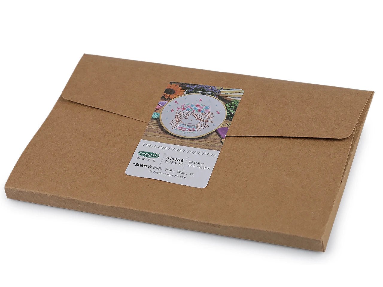 Image with embroidery kit with pre-printed motif|various designs – available at Šarlotes Audumi