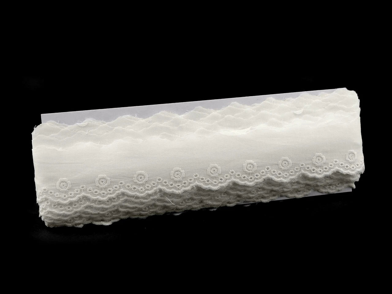 Dentelle en coton brodée - 4 cm blanc lait